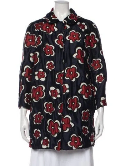 Pre-owned Red Valentino Floral Print Jacket In Blue