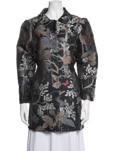 Pre-owned Red Valentino Floral Print Jacket In Blue