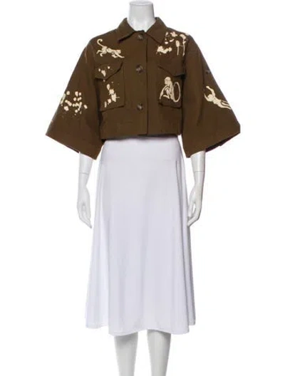Pre-owned Red Valentino Floral Print Jacket In Brown