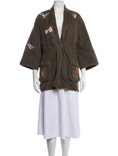 Pre-owned Red Valentino Floral Print Jacket In Green