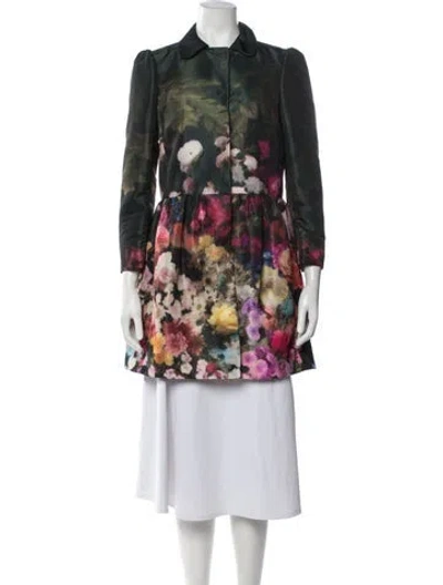 Pre-owned Red Valentino Floral Print Jacket In Green