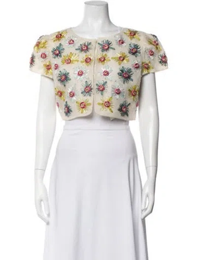 Pre-owned Red Valentino Floral Print Jacket In Neutrals