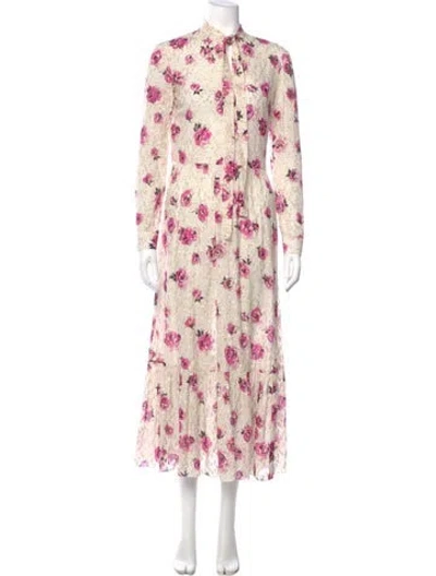 Pre-owned Red Valentino Floral Print Long Dress In Multi