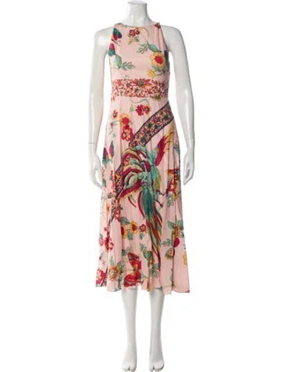 Pre-owned Red Valentino Floral Print Long Dress In Neutral