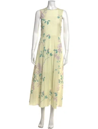 Pre-owned Red Valentino Floral Print Long Dress In Yellow