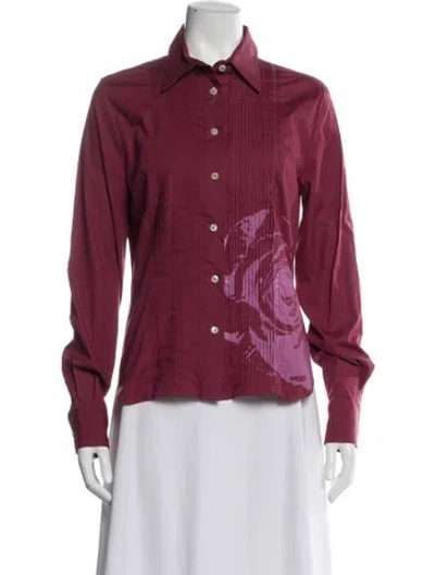Pre-owned Red Valentino Floral Print Long Sleeve Blouse In Pink