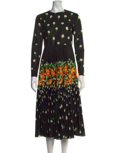 Pre-owned Red Valentino Floral Print Midi Length Dress In Black