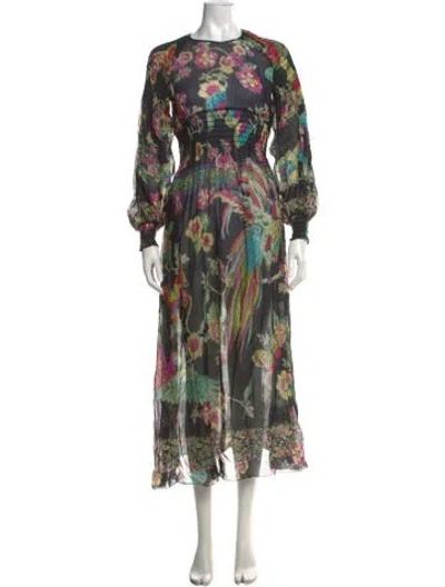 Pre-owned Red Valentino Floral Print Midi Length Dress In Green