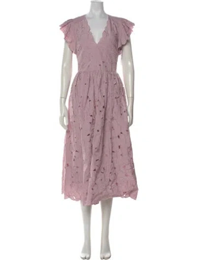 Pre-owned Red Valentino Floral Print Midi Length Dress W/ Tags In Purple