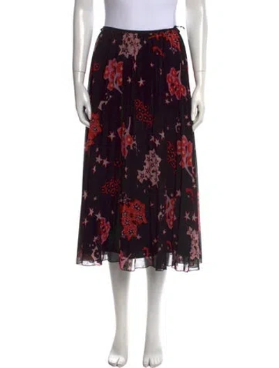 Pre-owned Red Valentino Floral Print Midi Length Skirt In Black
