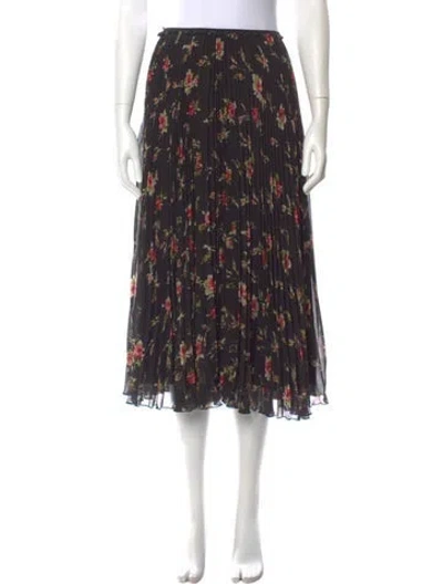 Pre-owned Red Valentino Floral Print Midi Length Skirt In Black