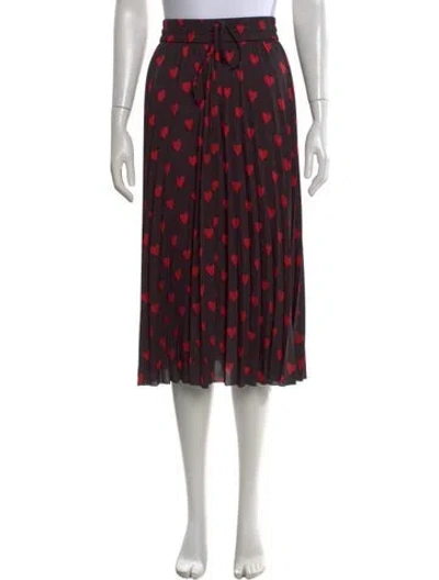 Pre-owned Red Valentino Floral Print Midi Length Skirt In Black