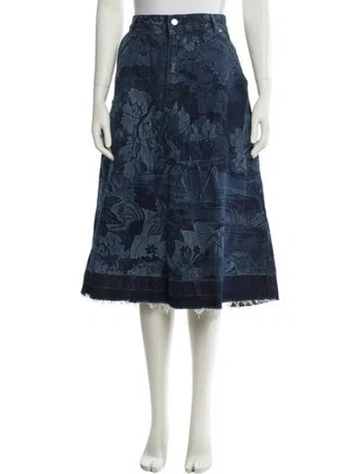 Pre-owned Red Valentino Floral Print Midi Length Skirt In Blue
