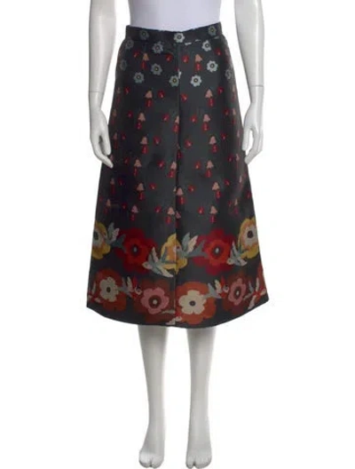 Pre-owned Red Valentino Floral Print Midi Length Skirt In Neutral