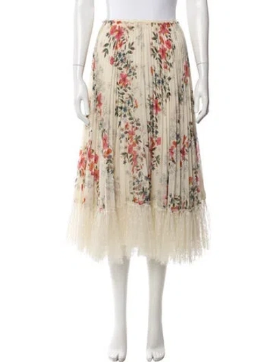 Pre-owned Red Valentino Floral Print Midi Length Skirt In Neutral