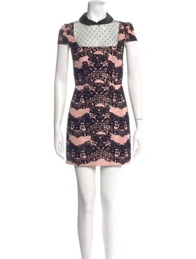 Pre-owned Red Valentino Floral Print Mini Dress In Black