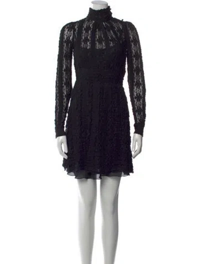 Pre-owned Red Valentino Floral Print Mini Dress In Black