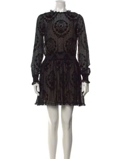 Pre-owned Red Valentino Floral Print Mini Dress In Black