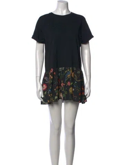 Pre-owned Red Valentino Floral Print Mini Dress In Black
