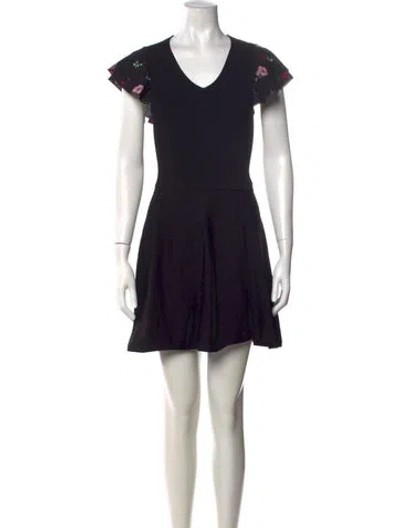 Pre-owned Red Valentino Floral Print Mini Dress In Black