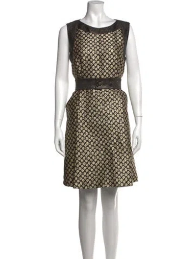 Pre-owned Red Valentino Floral Print Mini Dress In Black/metallic