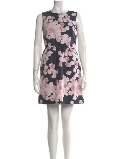 Pre-owned Red Valentino Floral Print Mini Dress In Blue