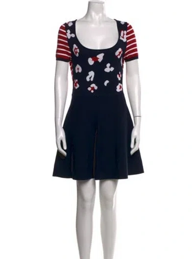 Pre-owned Red Valentino Floral Print Mini Dress In Blue