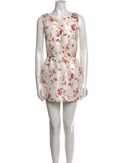 Pre-owned Red Valentino Floral Print Mini Dress In Green