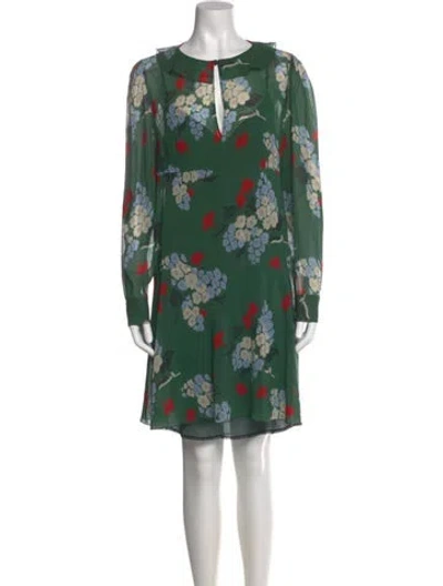 Pre-owned Red Valentino Floral Print Mini Dress In Green