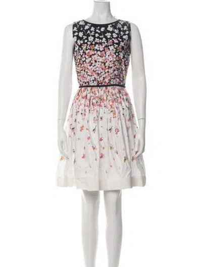 Pre-owned Red Valentino Floral Print Mini Dress In Green