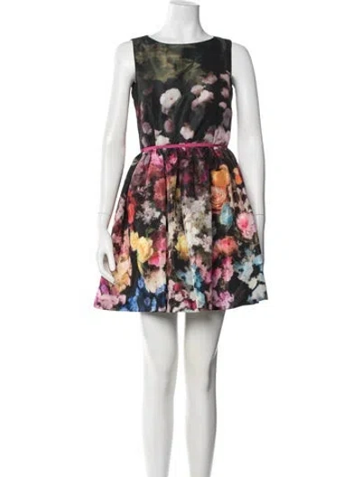 Pre-owned Red Valentino Floral Print Mini Dress In Green