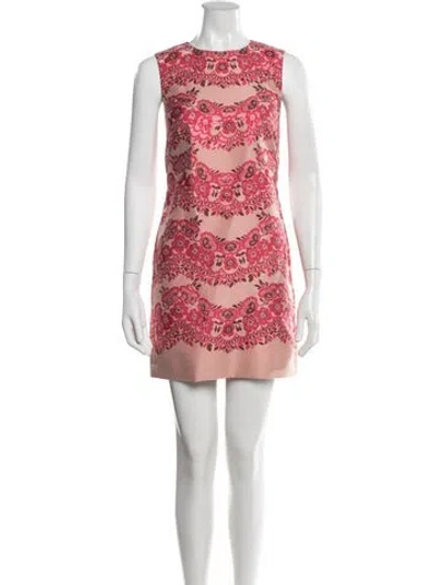 Pre-owned Red Valentino Floral Print Mini Dress In Metallic/pink