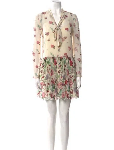 Pre-owned Red Valentino Floral Print Mini Dress In Neutral