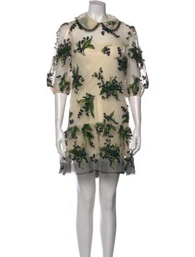 Pre-owned Red Valentino Floral Print Mini Dress In Neutral