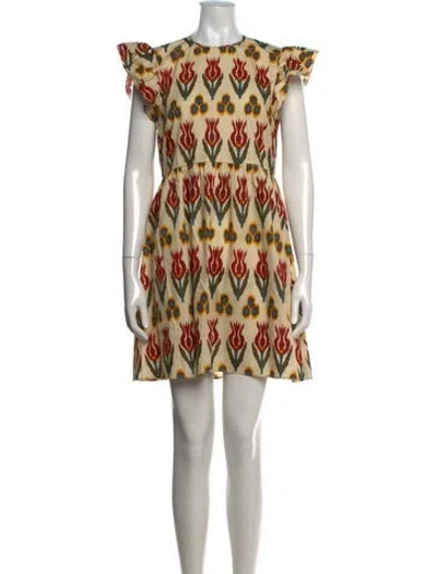 Pre-owned Red Valentino Floral Print Mini Dress In Neutrals