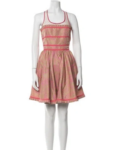 Pre-owned Red Valentino Floral Print Mini Dress In Neutrals