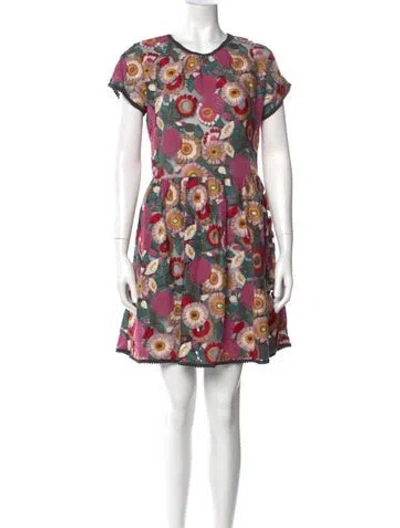 Pre-owned Red Valentino Floral Print Mini Dress W/ Tags In Black