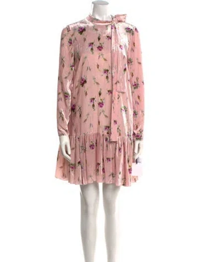 Pre-owned Red Valentino Floral Print Mini Dress W/ Tags In Pink
