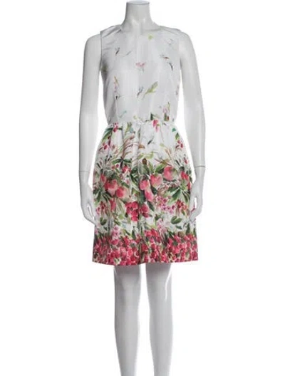 Pre-owned Red Valentino Floral Print Mini Dress W/ Tags In White