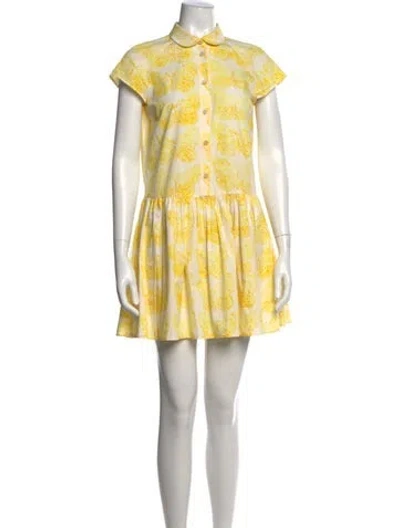 Pre-owned Red Valentino Floral Print Mini Dress In White