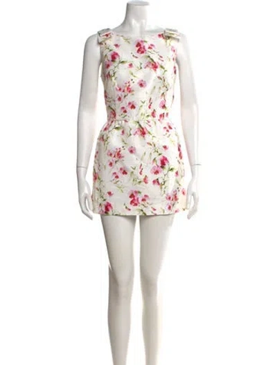 Pre-owned Red Valentino Floral Print Mini Dress In White