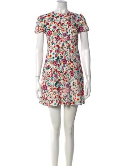 Pre-owned Red Valentino Floral Print Mini Dress In White