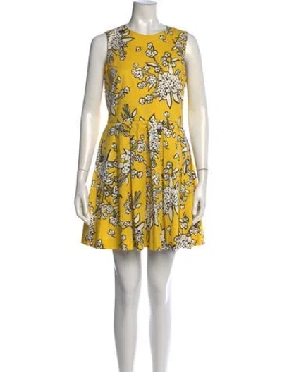 Pre-owned Red Valentino Floral Print Mini Dress In Yellow