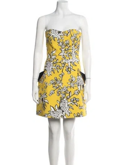 Pre-owned Red Valentino Floral Print Mini Dress In Yellow