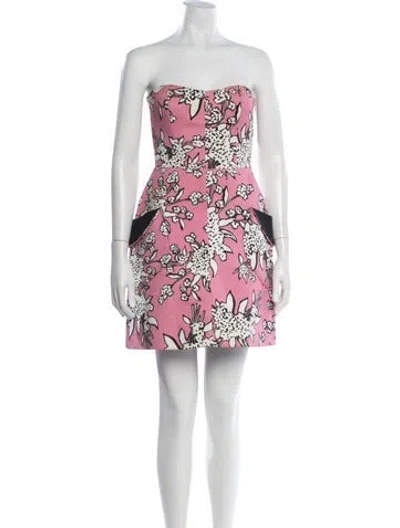 Pre-owned Red Valentino Floral Print Mini Dress In Yellow