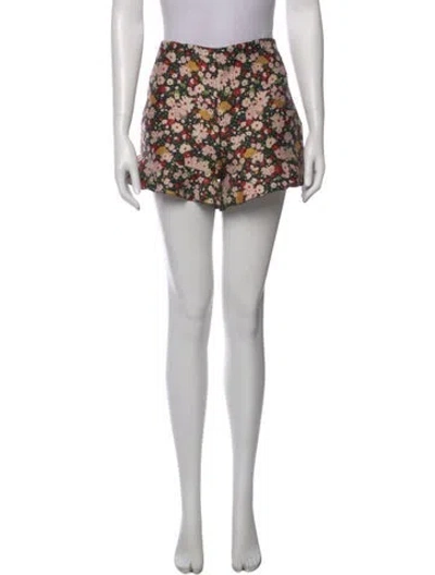 Pre-owned Red Valentino Floral Print Mini Shorts In Black