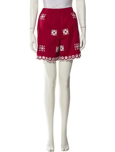 Pre-owned Red Valentino Floral Print Mini Shorts In Red