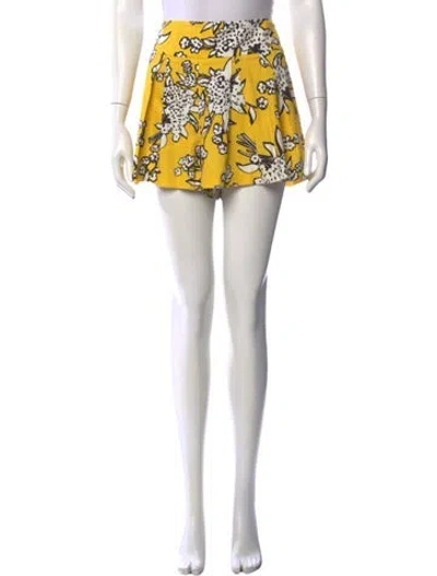 Pre-owned Red Valentino Floral Print Mini Shorts In Yellow