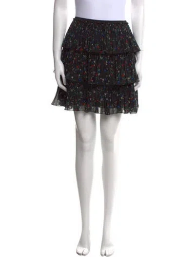 Pre-owned Red Valentino Floral Print Mini Skirt In Black
