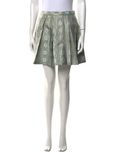 Pre-owned Red Valentino Floral Print Mini Skirt In Gold